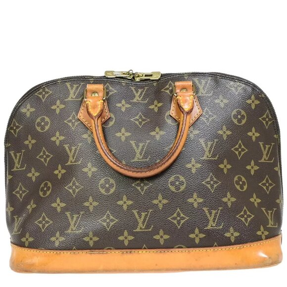 LOUIS VUITTON LV Logo Alma Hand Bag Monogram Leather Brown France - Picture 6 of 7